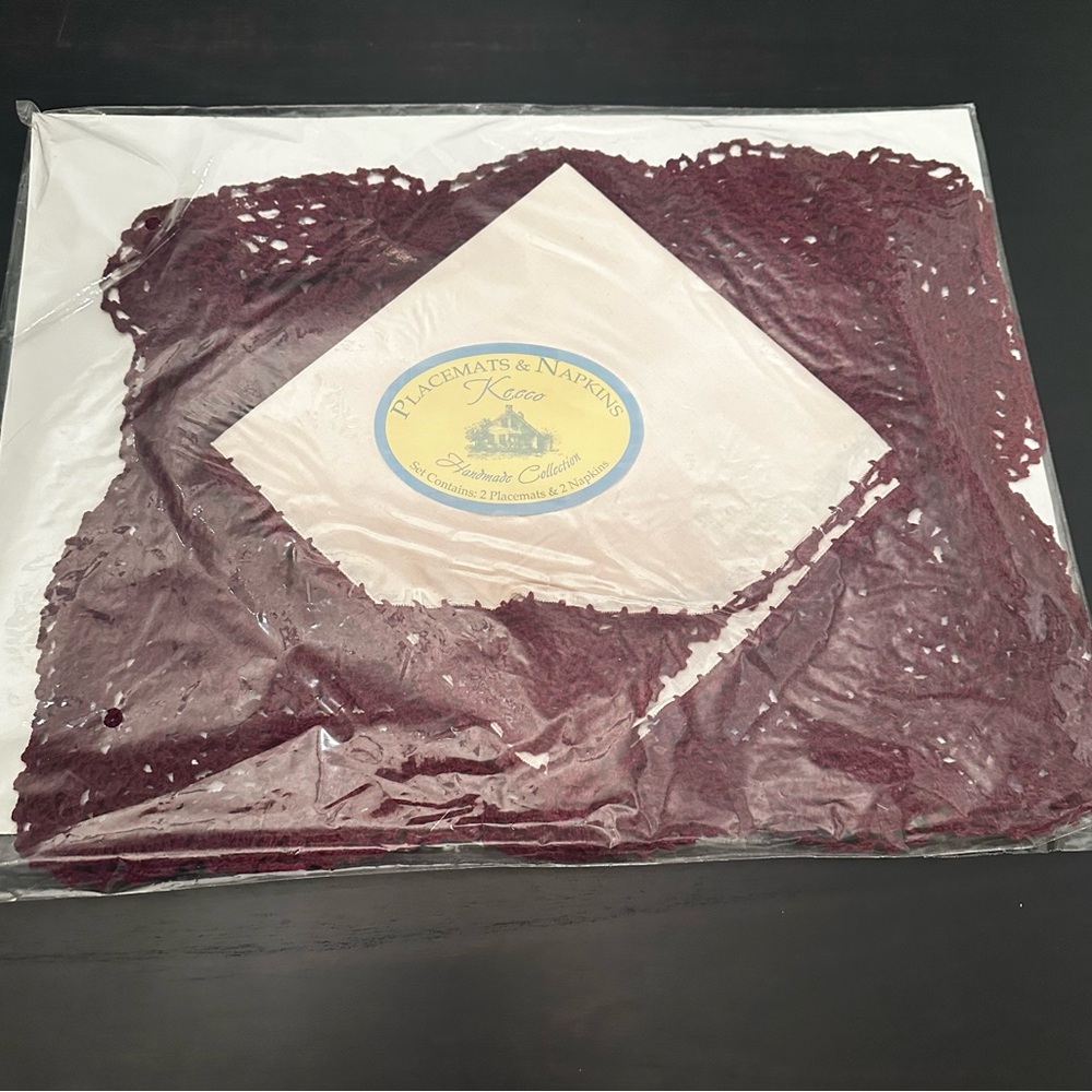 Vintage Keeco Placemats And Napkins Wine Burgundy Set Of 2 SEALED